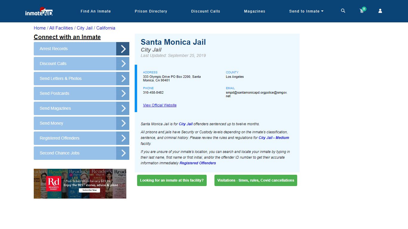 Santa Monica Jail | Inmate Locator