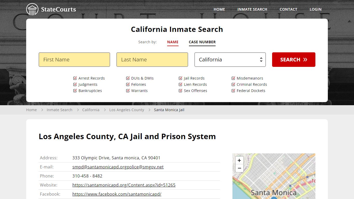 Santa Monica Jail Inmate Records Search, California - StateCourts